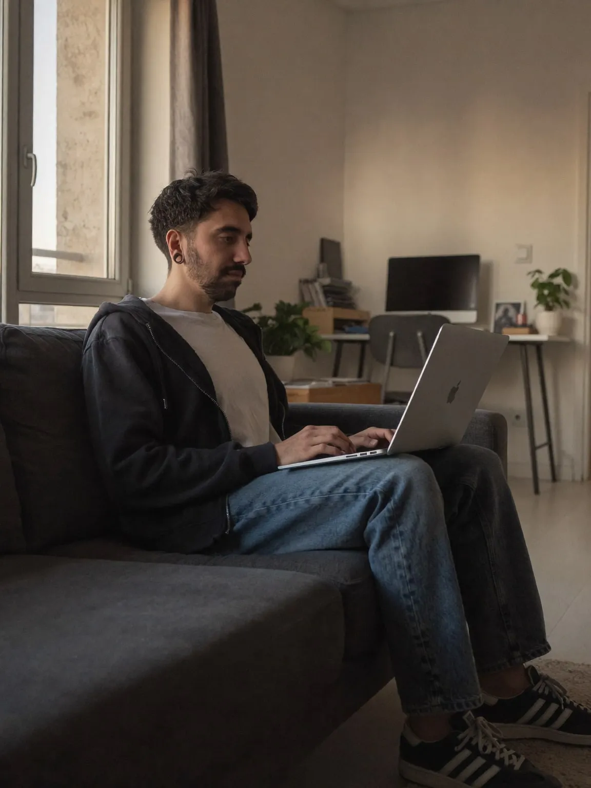 Diego Costa working on his laptop